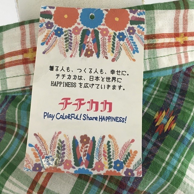 チチカカ シャツワンピース グリーン チェック 64 タグ付きの古着屋