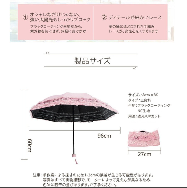 Cran 日傘 折りたたみ レディース 晴雨兼用 Uvカット 遮熱 遮光