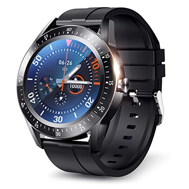 Jpcs スマートウォッチ 最新版 Bluetooth5 0 活動量計 歩数計 丸型 フルタッチスクリーン 多機能 スマートブレスレット スポーツウォッチ Ip67防水 ストップウォッチ 万歩計 腕時計 目覚まし時計 長座注意 長時間待機 多運動モード 電話着信 Twitter Line メッセージ