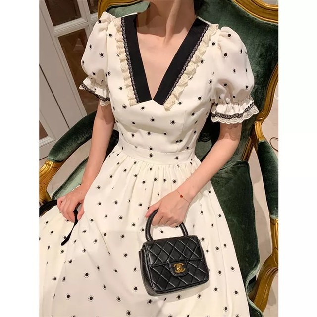 ワンピース 韓国系レトロ清楚なaラインワンピース 韓国ファッション通販 Luxor