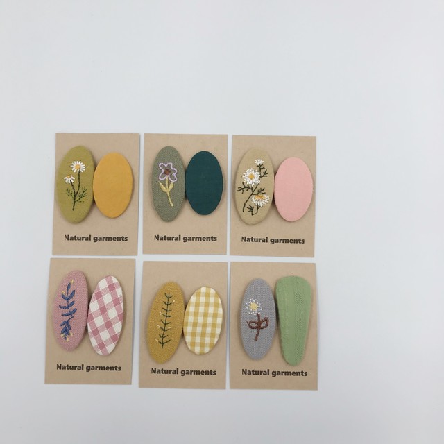 最終入荷 6color 刺繍 韓国 風 ヘアピン ヘアクリップ ヘアアクセサリー キッズ Natural Garments