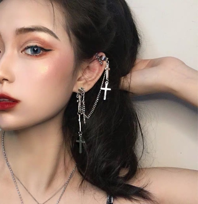 cross punk earrings