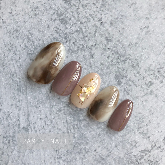 もやもやネイル くすみネイル ニュアンス ネイルチップ No61 Ram Y Nail