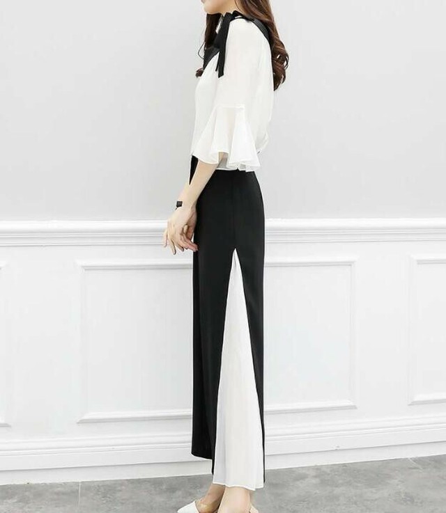 2點セット シフォンセット ゆったり セットアップ レディース フォーマル パンツドレス パンツスーツ ワイドパンツ 著痩せ 夏 Zhuzhuxiaya 2點セット シフォンセット ゆったり セットアップ レディース フォーマル パンツドレス パンツスーツ ワイドパンツ 著痩せ 夏 Zhuzhuxiaya