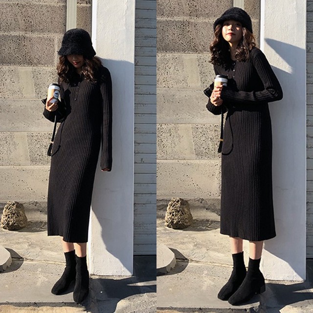 最新黒 ワンピース ロング 冬 人気のファッショントレンド