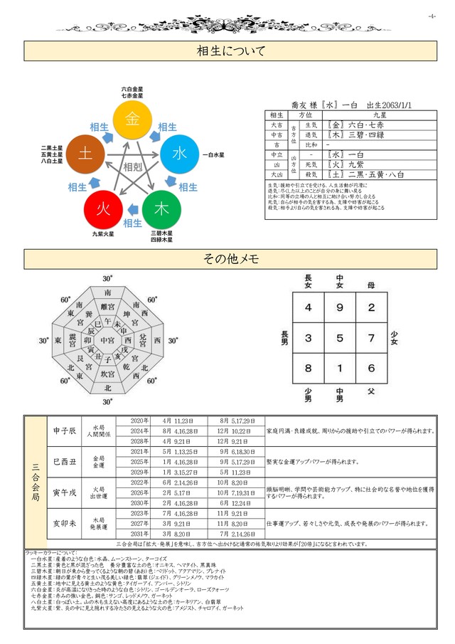 一発作成 九星気学 エクセル版運勢鑑定書 通常版 喬友ショップ