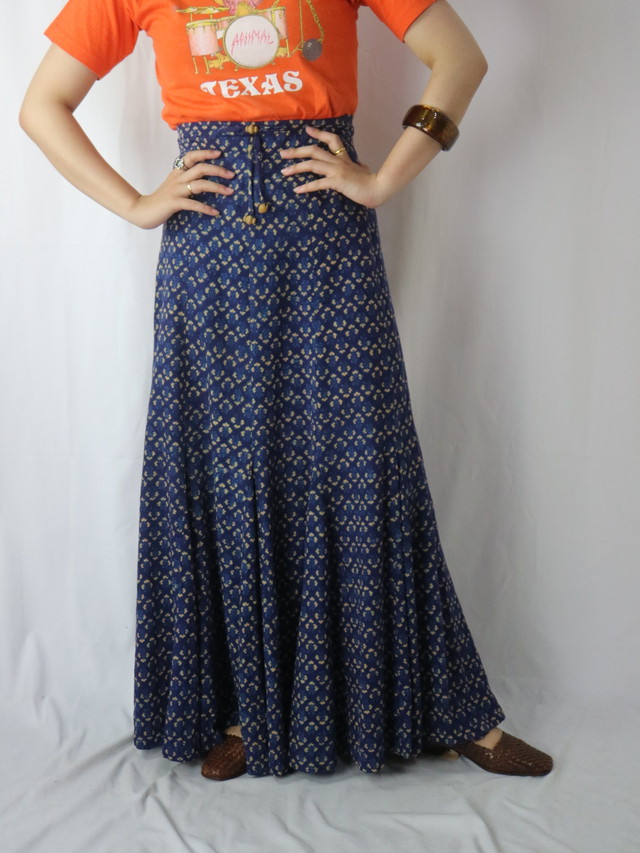Indian cotton maxi flare skirt【5743】
