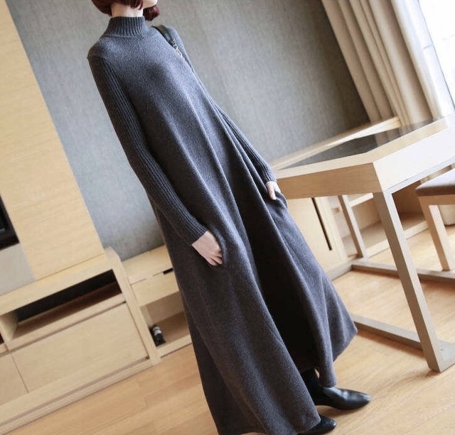 ニットワンピース ロング ロングワンピース ニット ハイネック ニットワンピース 秋 冬 ニットワンピース 体型カバー ハイネック 2701 ｂ Bloom ビーブルームトゥー ドレス ワンピース専門店