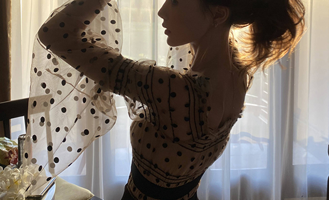 シースルードット柄おしゃれトップス 1057 North Country