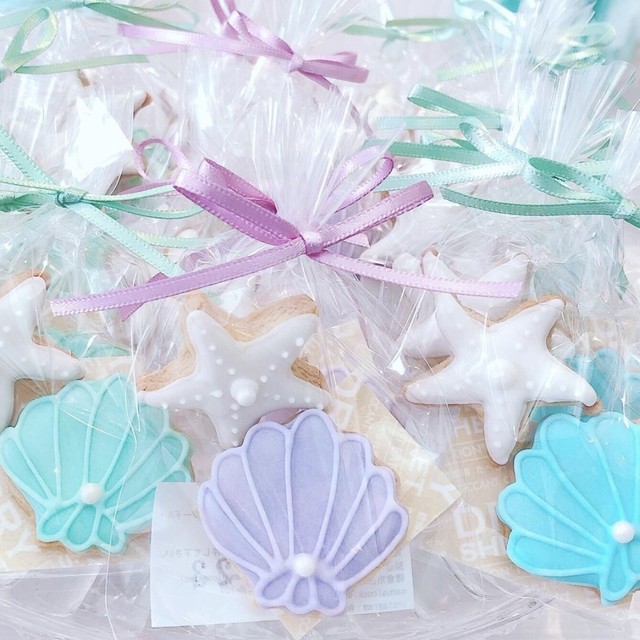 10個セットミニシェル ヒトデのアイシングクッキー2個入 ウエディングプチギフト Samuel Cookies サミュエルクッキーズ