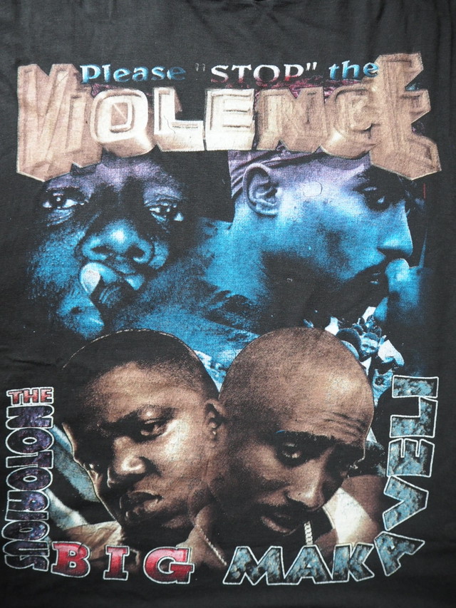 The Notorious B I G Tupac 90s Bootleg Please Stop The Violence Rap Tee Vintage High Line