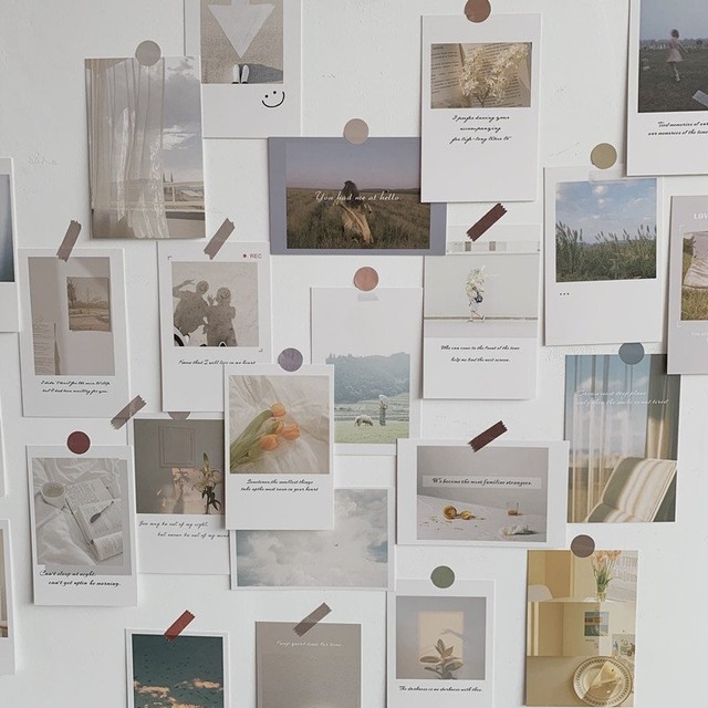 即納 30枚セット ポストカード カード チューリップ 花 フラワー セット シール ステッカー 韓国 雑貨 北欧 アート 春 夏 秋 冬 自然 カラフル パステル ポロライド イラスト おしゃれ かわいい 風景 女の子 外国 車 インテリア 北欧 Akuaray