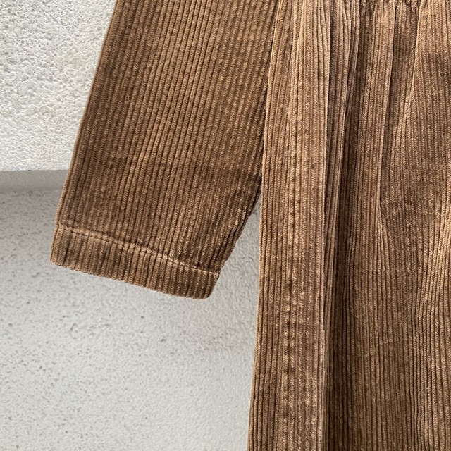 寒い時期に 長袖 太畝コーデュロイワンピース 茶 高円寺古着 Slat Albatross Vintage