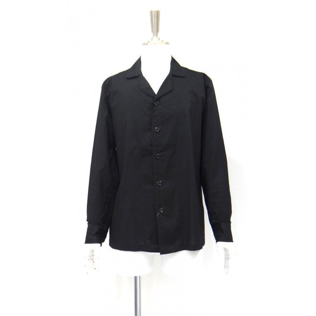 ボウリングシャツ シャツ メンズ 黒シャツ 長袖 綿 コットン 100 黒 サイズ S 38cm M 40cm Worldpeace Inc