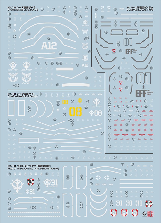 Hg1 144 ジ オリジン4種類セット 水転写デカール サボリーマンのプラモshop