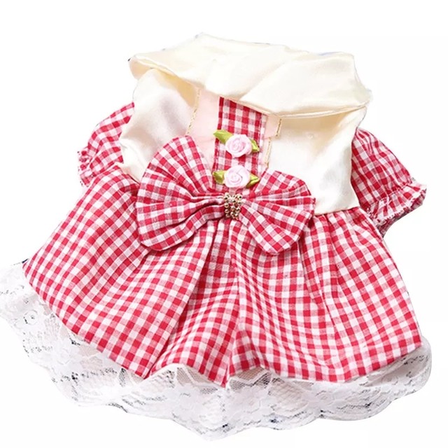 ギンガムチェック柄ワンピース 赤色 Littlepeach