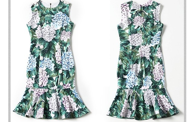 紫陽花柄マーメイドワンピース Mistyselect