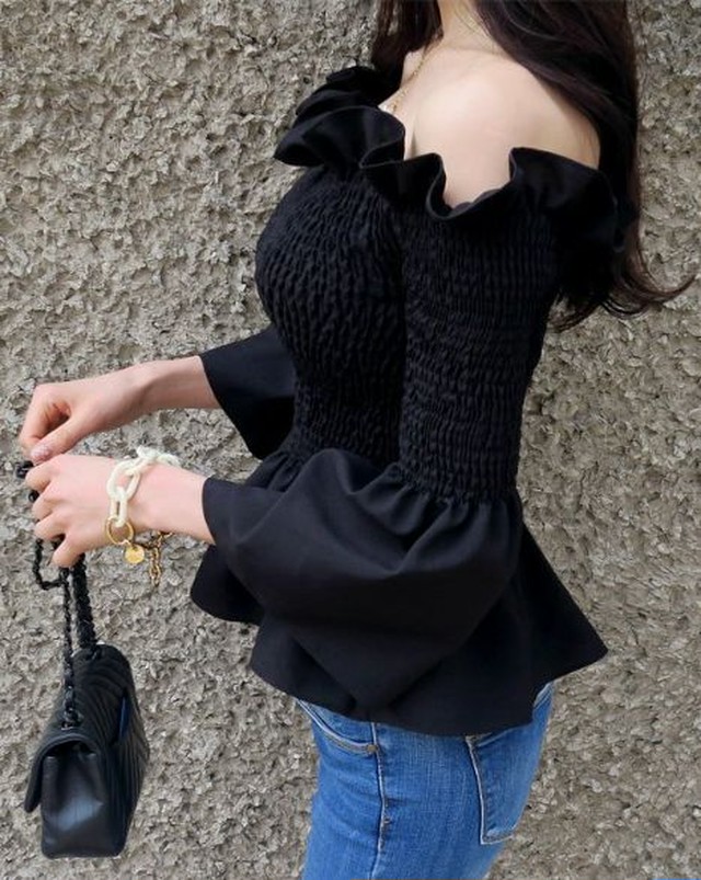 レディース トップス セクシー 春 カットソーレディース レディース 長袖カットソー オフショルダー 七分袖 フリル タイト Jm3152 Dress No Sato