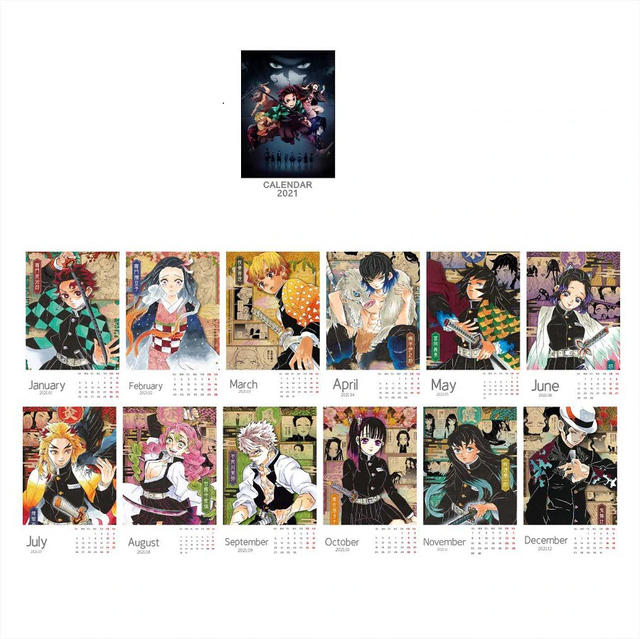 21年版 鬼滅の刃 卓上カレンダー 21年 キャラクター 19 11 令和3年 Kurotosaya Store
