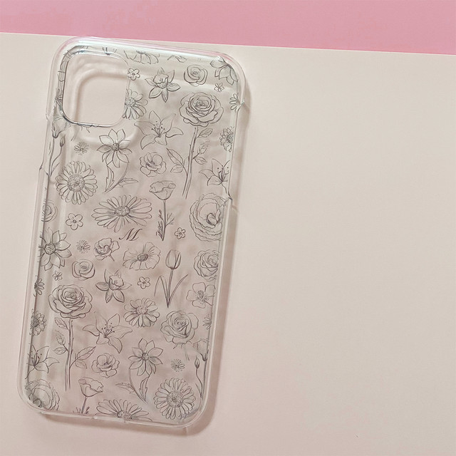 無料イニシャル 全機種対応スマホケース 手書き花柄総柄アート 韓国 Iphoneケース Androidケース Usagi Case ウサギケース 韓国iphoneケース通販