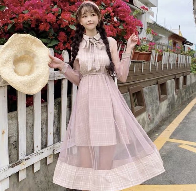 レディースファッション ミニワンピース シースルーワンピース 春夏 チェック柄 新作 トレンド More Lluze モア ルーゼ