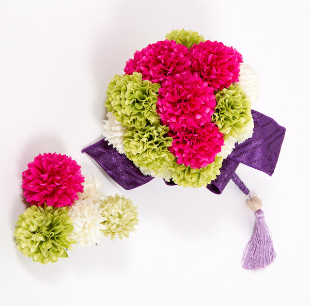 ピンポン菊の和装ブーケ 造花 Tenmelia