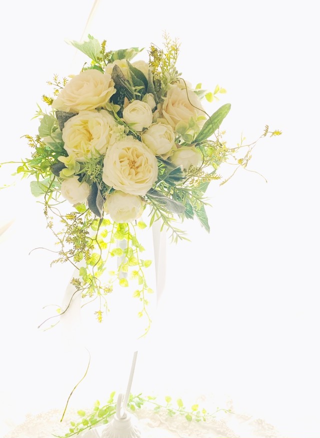 祝福特別価格 ホワイト グリーンウェディングブーケ ウエルカムフラワー 記念日の贈り物に Dream Of Rose