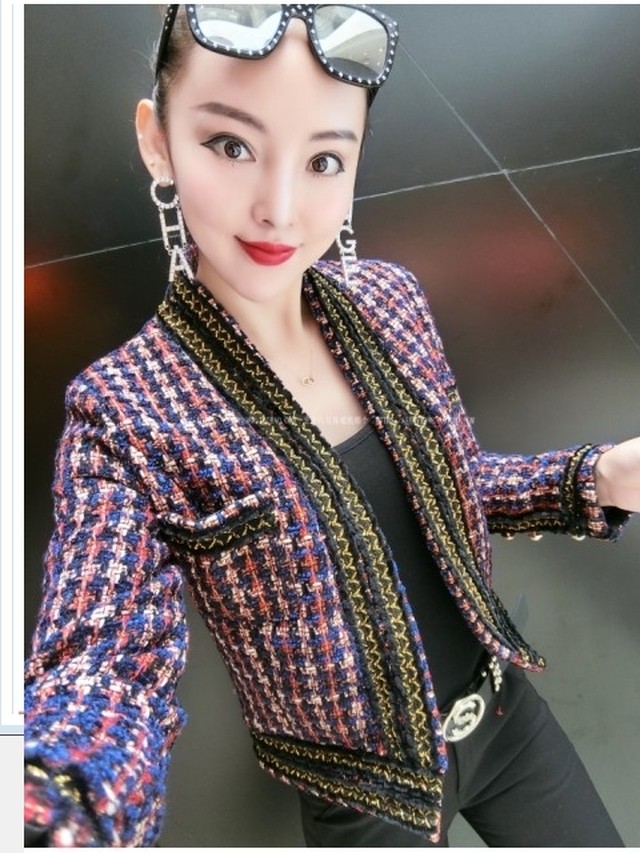 ノーカラージャケット レディース 大きいサイズ チェック ツイードジャケット レディース ノーカラージャケット 大きいサイズ ママ 入園 Basecamp49