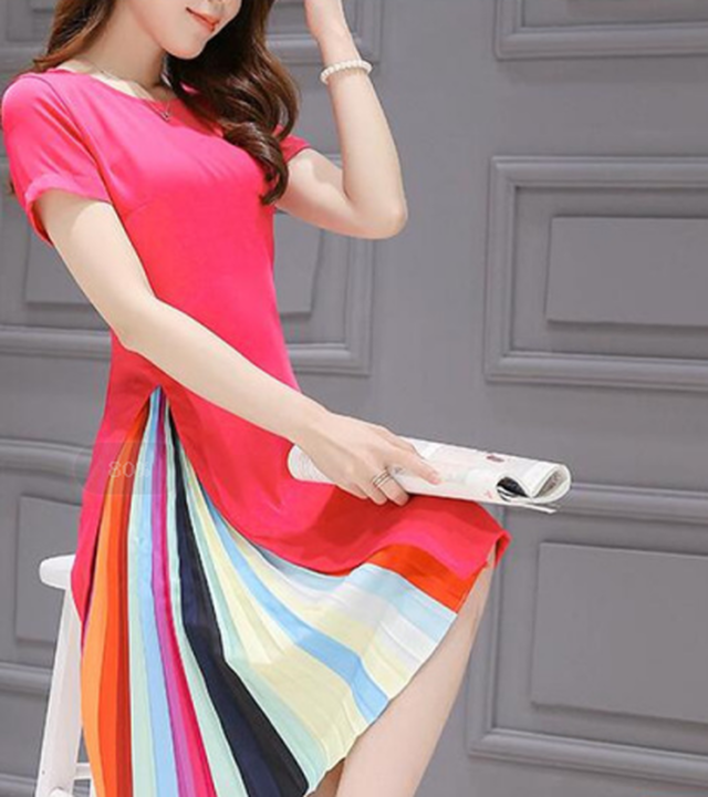 韓国ファッションタイト上品プリントスプライスレトロエレガントオシャレデート ワンピース 75shops