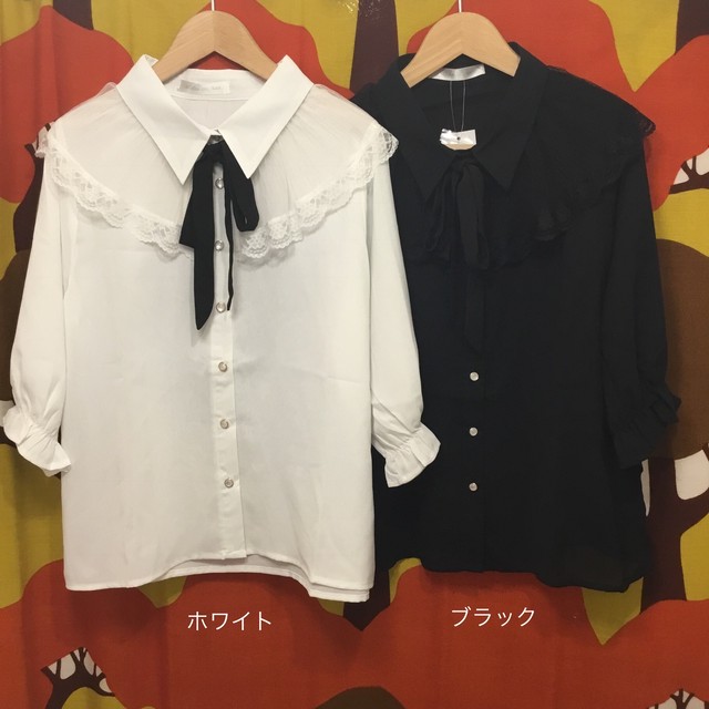 ボウタイ付 襟レースブラウス Freegia