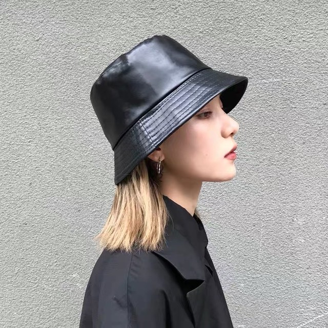leather bucket hat