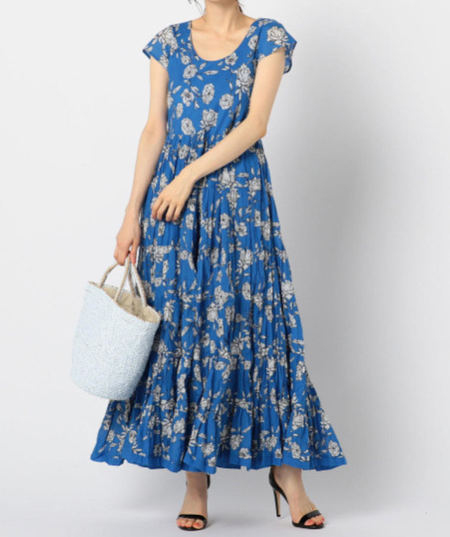 Mariha マリハ 美品 今季 草原の虹のドレス プリント ワンピース ブルー 青 38 Lifne リフネ
