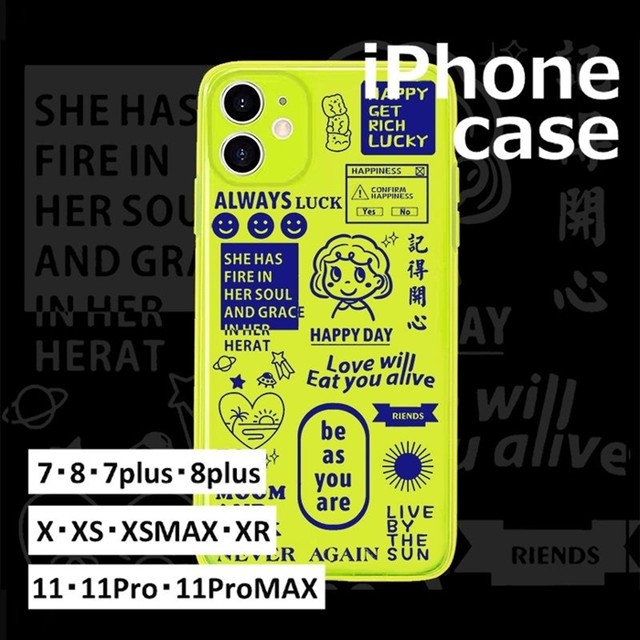 Iphoneケース ネオンカラー 英字ロゴ 可愛い 面白い スマイル 7 8 7p 8p Xs Xsmax Xr 11 11pro 11promax スマホケース スマホカバー アイフォン プレゼント 個性的 Laff Store ラフストア レディース 携帯ケース 携帯カバー