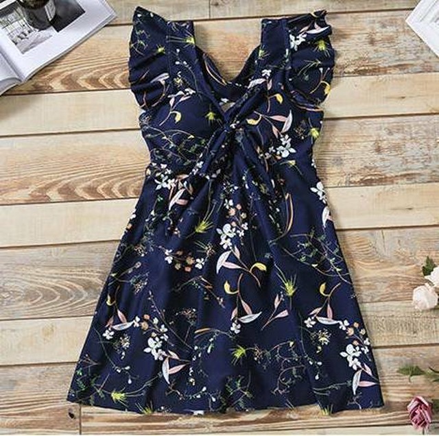 水着 ワンピース 体型カバー フリル 花柄 ボタニカル スカート水着レディース 4種類 M L Xl2xl 3xl 4xl Leaflower 001 リーフラワー レディースファッション専門店