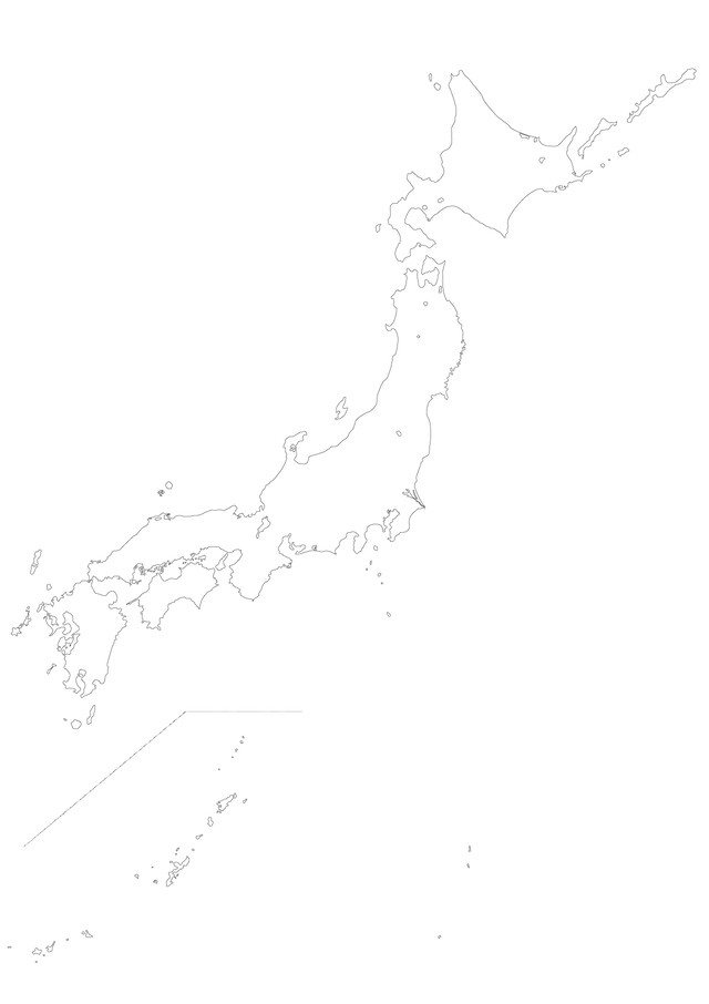 日本地図 海岸線のみ Ai ベクターデータ 地図素材ならmap Data Store 地図データ 白地図の販売