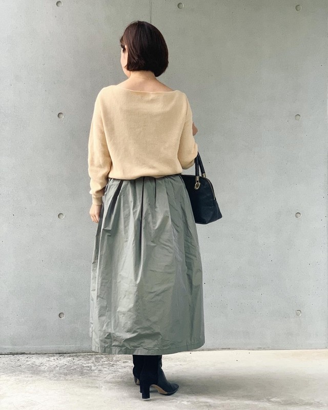 タフタ素材 形状記憶ロングギャザースカート 国産 aw 小さいサイズ専門店 Littlemy