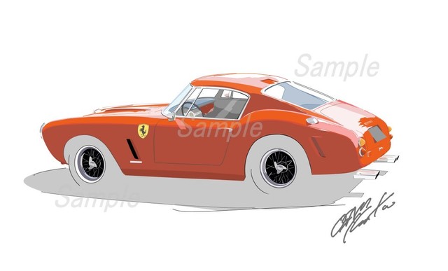 イラスト フェラーリ 250swb A3サイズ 額入り Osamart