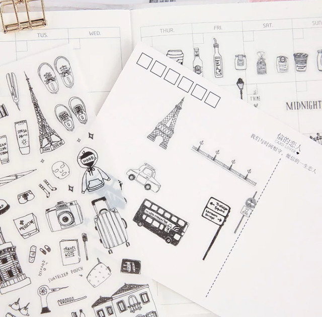 世界旅行イラストステッカー 可愛いイラストステッカー 日記手帳 コラージュ ｃｏｍｅｔｒｕｅ