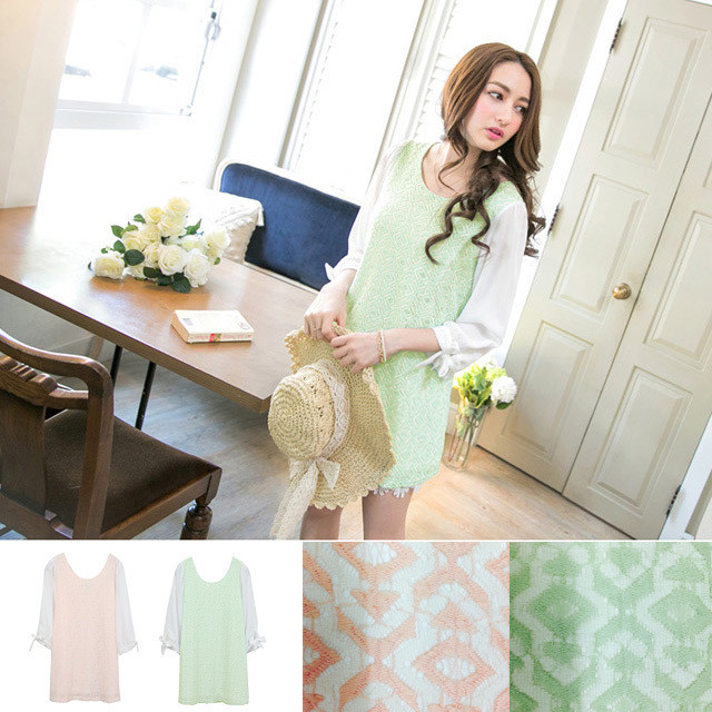 6980 今だけ4980 大きいサイズ 幾何学柄パステルカラートップスでも使えるワンピース 女装パス装通販lll エルエルエル