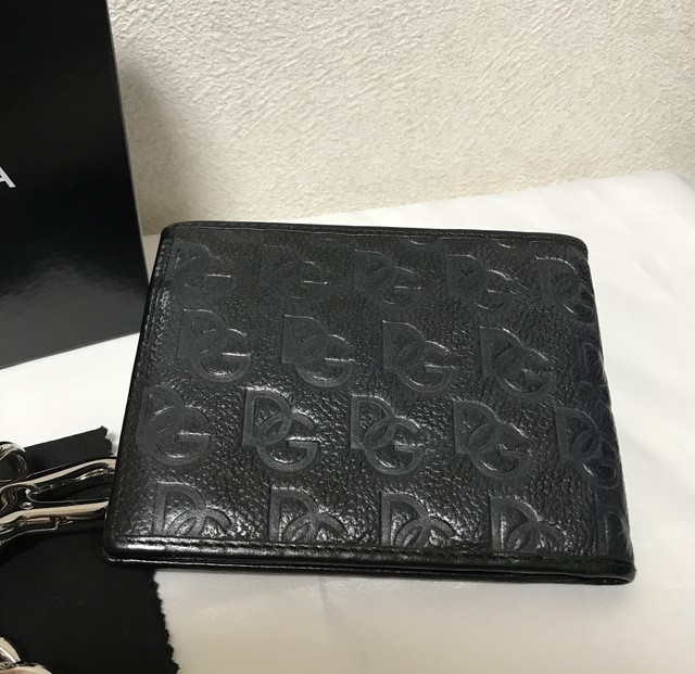 D G ドルチェ ガッバーナ メンズ折り財布 チェーンウォレット 良品 レザー 黒 Aspiration01