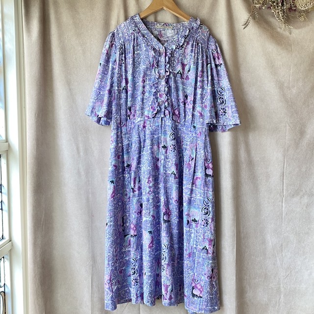 Vintage Ordermade Dress 紫陽花カラーのオーダーメイドヴィンテージワンピース ヴィンテージ古着とレトロワンピース Mother Meets