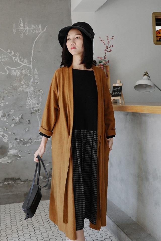 レディース ロングカーディガン フロントリボン付き 長袖 コンサバ フェミニン系 秋冬 着回しコーデ ママの味方 Ncho