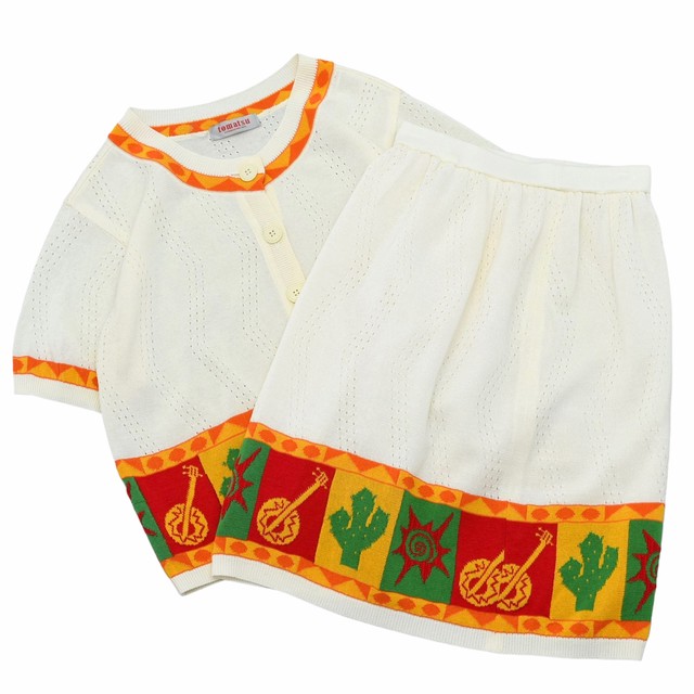 Jp vtg Retro design jacquard knit set up