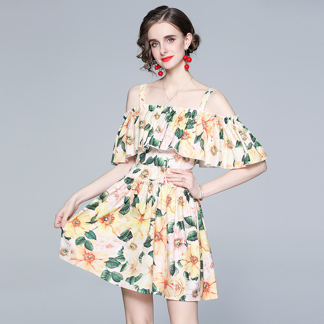 S 2xl 大きいサイズ ワンショルダー ストラップ 花柄 プリント セクシー ワンピース Xl L Endless L ７ｌ