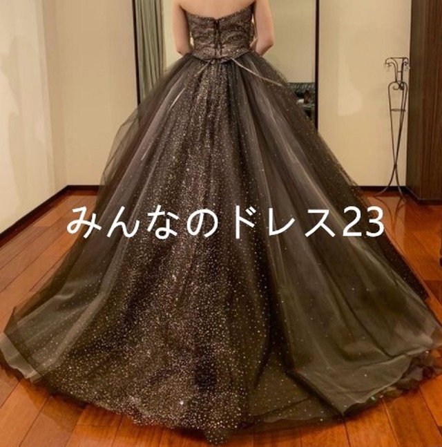 ブラウンカラードレス キラキラチュール 可愛い お呼ばれ 二次会 発表会 Ynswedding23