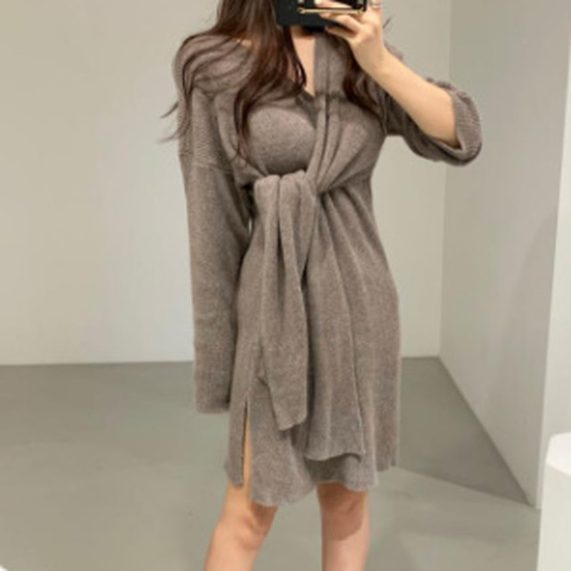 ニットワンピース タイト 秋冬 カシュクールワンピース ニットワンピ セクシー 秋冬 ニット 代 30代 40代 きれいめ ワンピース ミニワンピ 韓国風 ワンピ 着痩せ 大人可愛い セクシー フェミニン こなれ感 きれいめ エレガント 大人女子 大人カジュアル 秋冬 代 30代