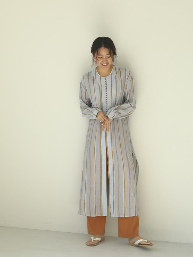 Todayful トゥデイフル Life S ライフズ Sheer Stripe Gown シアーストライプガウン Blue Lotus