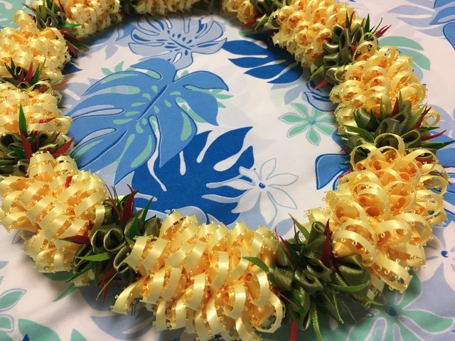 ハワイアンリボンレイ パイナップルレイ キット リボンレイ ハンドメイド Makana Aloha