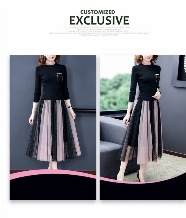 大きい サイズ レディース フォーマル ワンピース 結婚式 パーティードレス ぽっちゃり S 3l 大きいサイズ 袖あり 長袖 ニットトップス Basecamp49