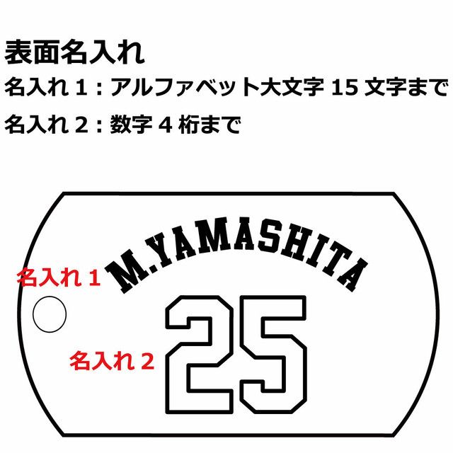 ドッグタグ キーホルダー 野球 背番号 名入れ 両面 ごほうび屋